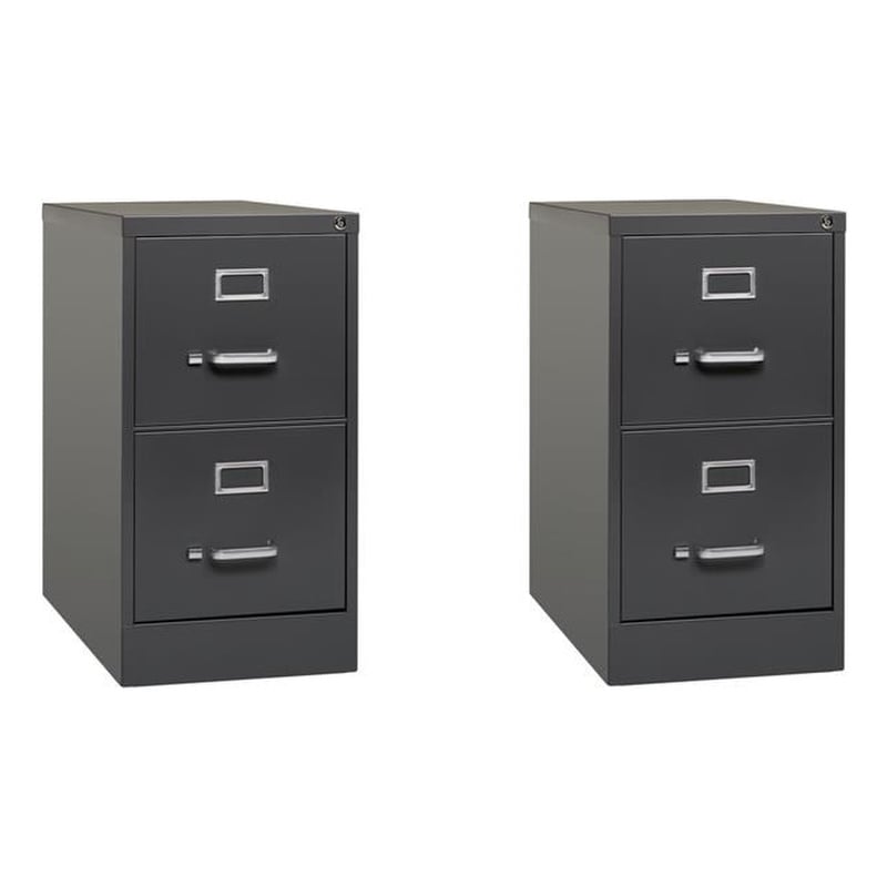 Home Square Set of 2 2 Drawer Letter Width Vertical File Cabinet in Charcoal