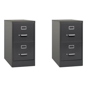 Home Square Set of 2 2 Drawer Letter Width Vertical File Cabinet in Charcoal