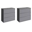 Home Square Set of 2 42in Wide 3 Drawer Metal Lateral File Cabinet Arctic Silver