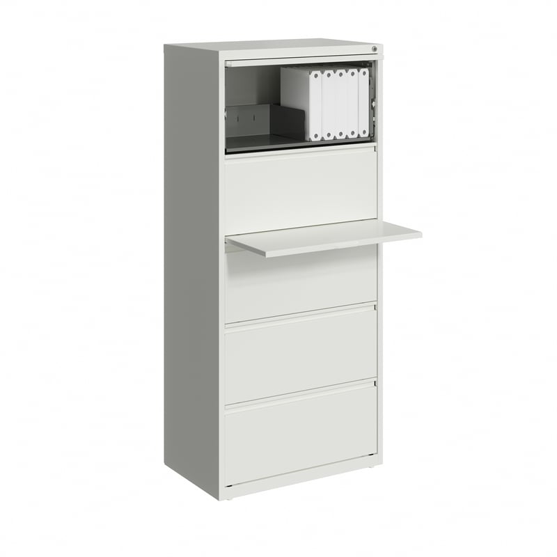 Home Square Set of 2 30-in Wide 5 Drawer Metal Lateral File Cabinet White