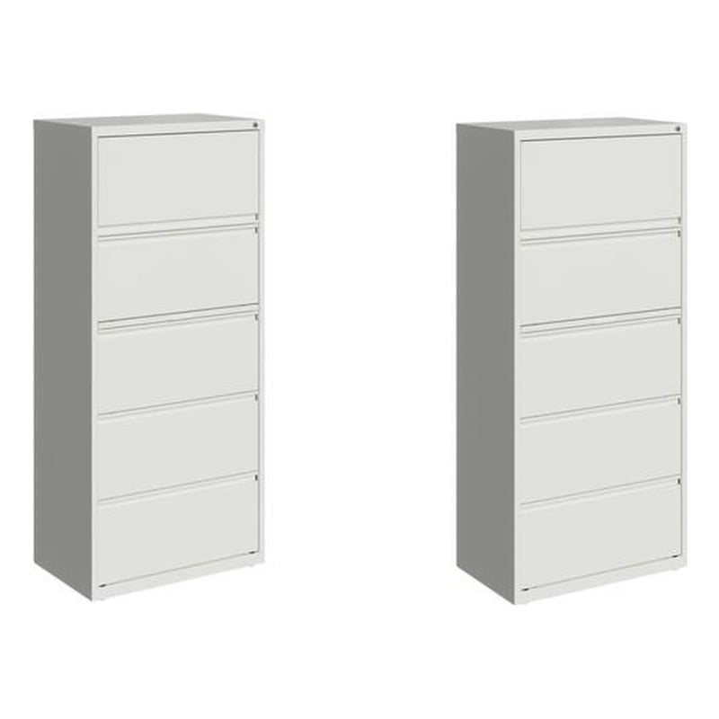 Home Square Set of 2 30-in Wide 5 Drawer Metal Lateral File Cabinet White