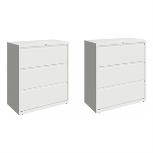 Home Square Set of 2 36-in Wide 3 Drawer Metal Lateral File Cabinet White