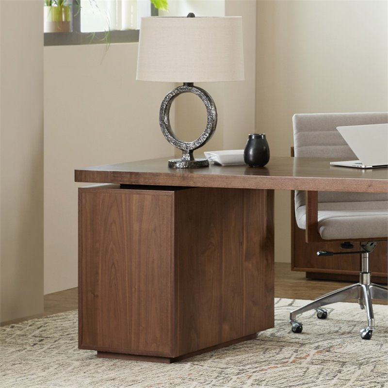 Home Square Set of 2 3 Drawer File Cabinet Pedestal in Medium Wood