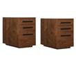 Home Square Set of 2 3 Drawer File Cabinet Pedestal in Medium Wood