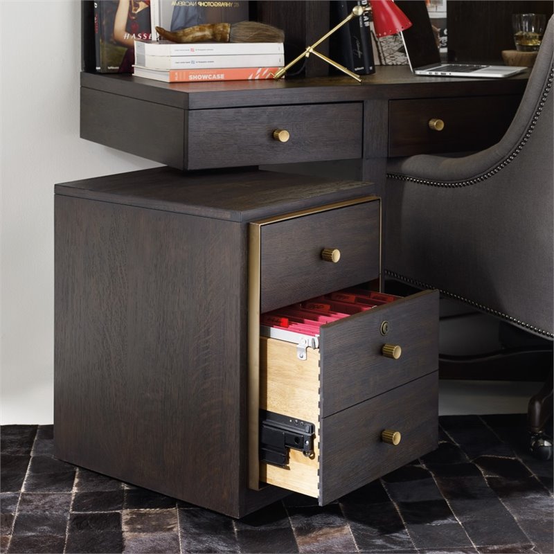Home Square Set of 2 2 Drawer Mobile File Cabinet in Midnight Brown