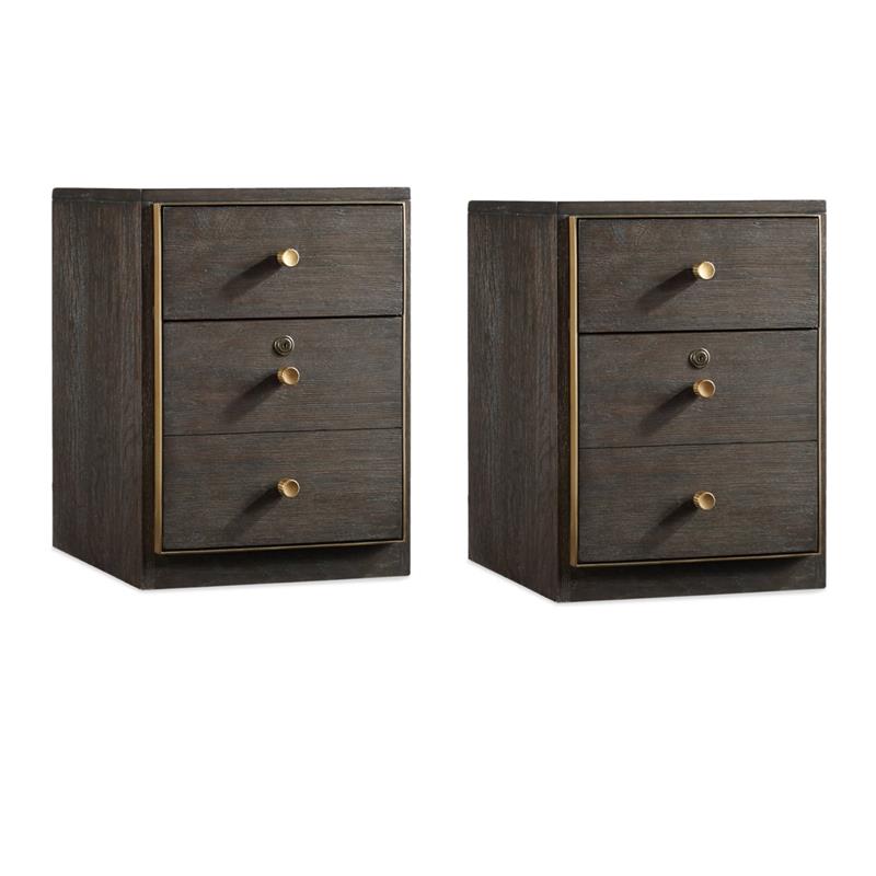 Home Square Set of 2 2 Drawer Mobile File Cabinet in Midnight Brown