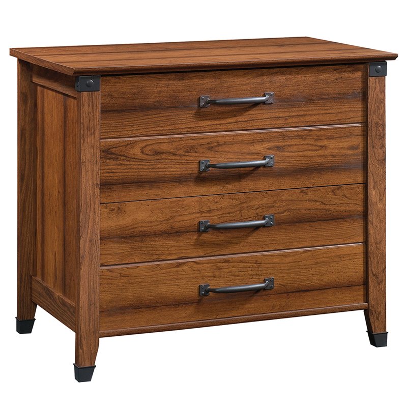 Home Square Set of 2 Engineered Wood Lateral File Cabinet in Washington Cherry