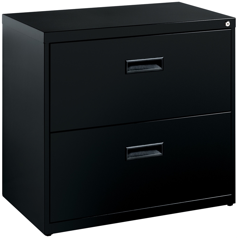 Home Square Set of 2 Metal 2 Drawer Home Office Lateral File Cabinet Black