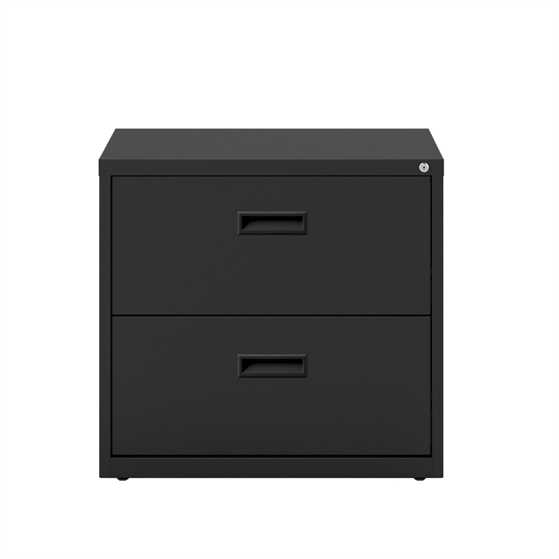 Home Square Set of 2 Metal 2 Drawer Home Office Lateral File Cabinet Black