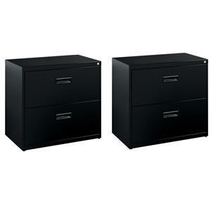 Home Square Set of 2 Metal 2 Drawer Home Office Lateral File Cabinet Black