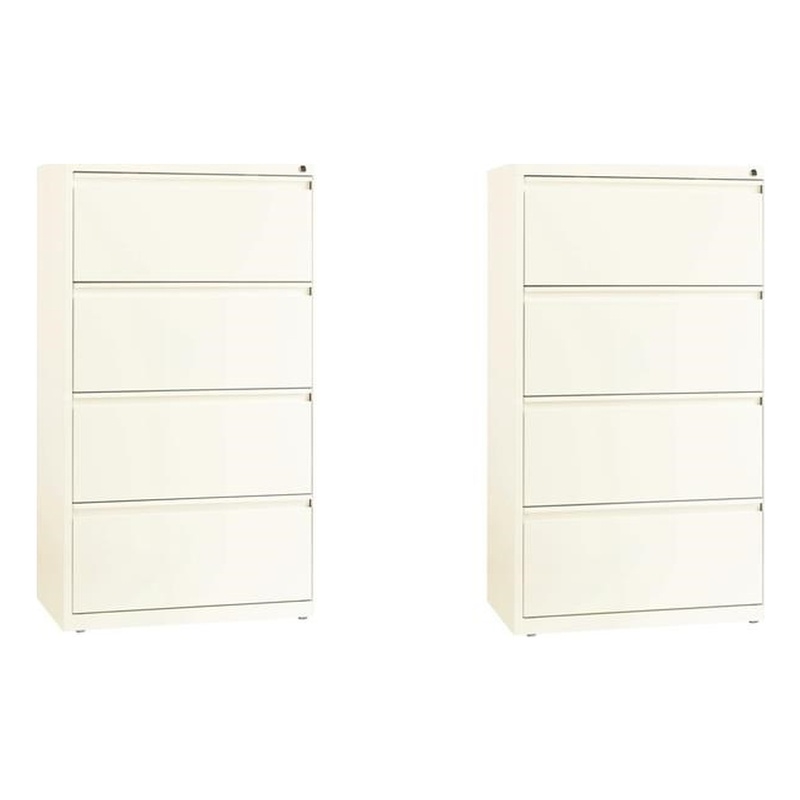 Home Square Set of 2 30-in Wide Metal 4 Drawer Lateral File Cabinet Off White