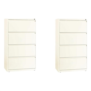 Home Square Set of 2 30-in Wide Metal 4 Drawer Lateral File Cabinet Off White