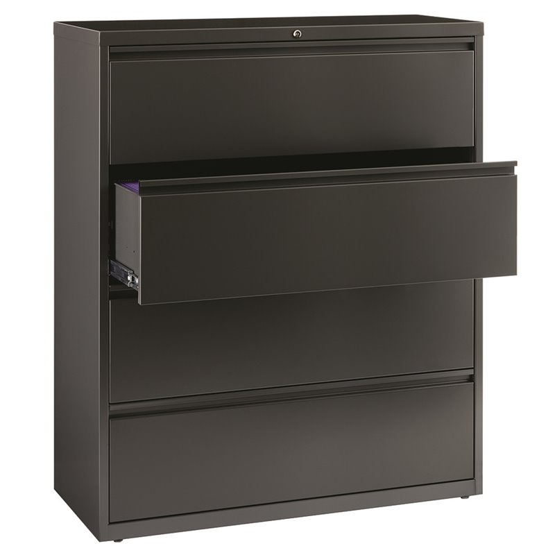 Home Square Set of 2 42-in Wide Metal 4 Drawer Lateral File Cabinet in Charcoal