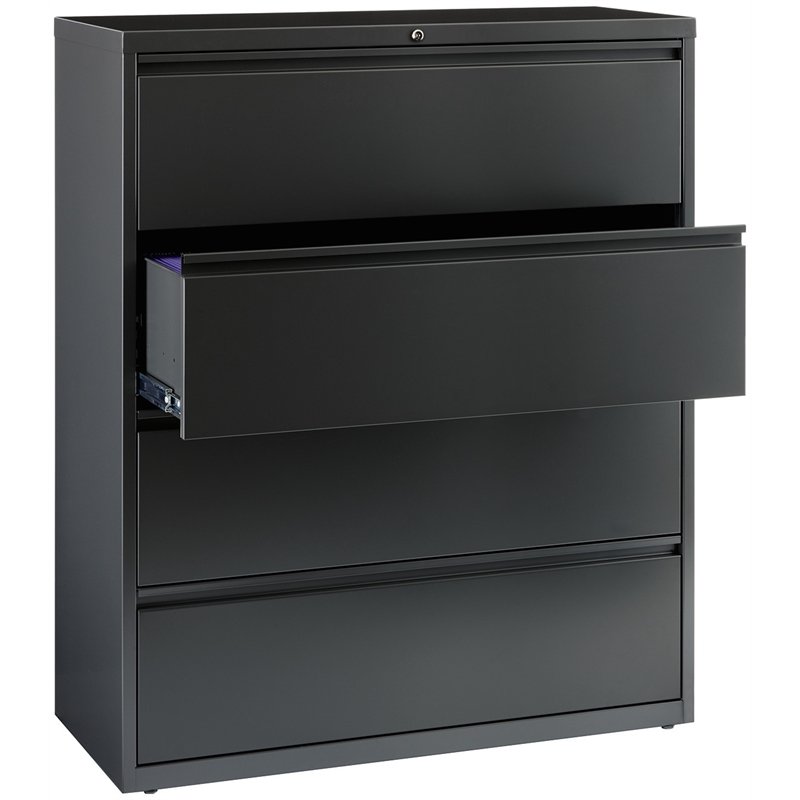 Home Square Set of 2 42-in Wide Metal 4 Drawer Lateral File Cabinet in Charcoal