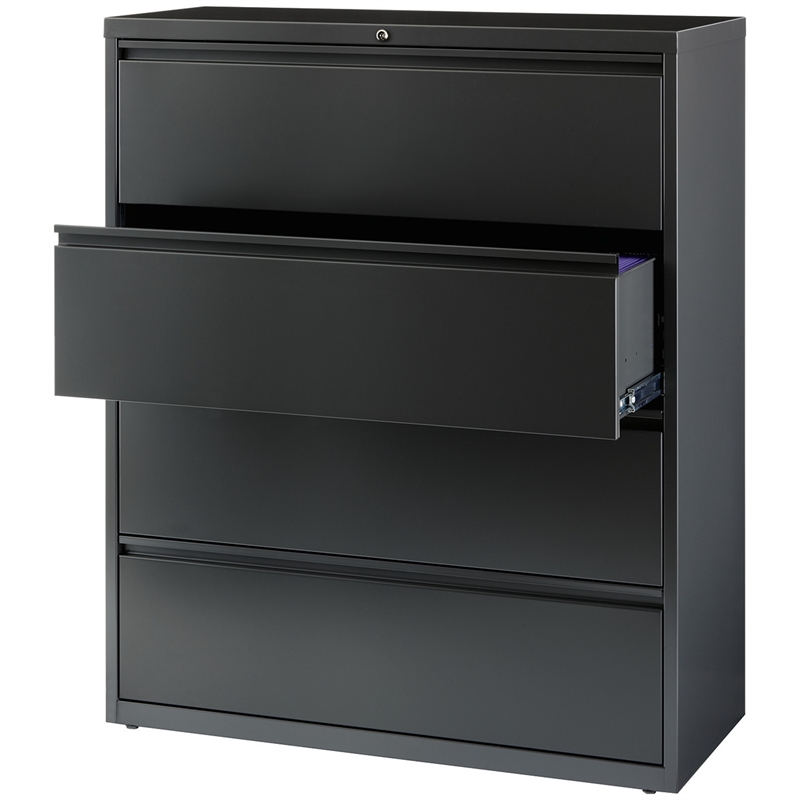 Home Square Set of 2 42-in Wide Metal 4 Drawer Lateral File Cabinet in Charcoal