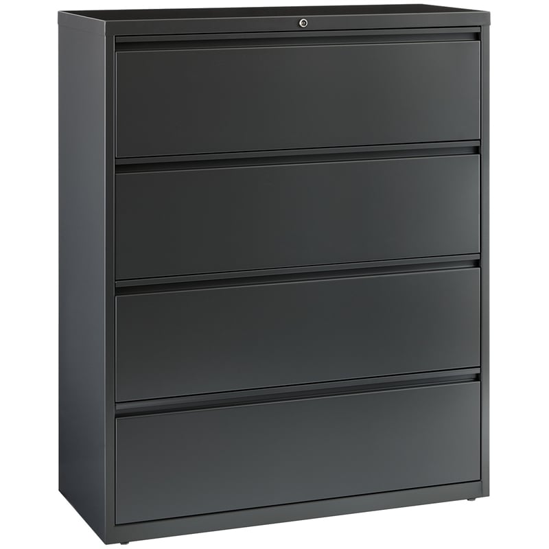 Home Square Set of 2 42-in Wide Metal 4 Drawer Lateral File Cabinet in Charcoal
