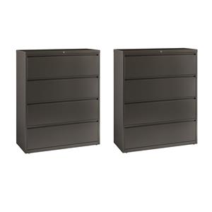 Home Square Set of 2 42-in Wide Metal 4 Drawer Lateral File Cabinet in Charcoal