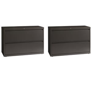 Home Square Set of 2 42-in Wide Metal 2 Drawer Lateral File Cabinet in Charcoal