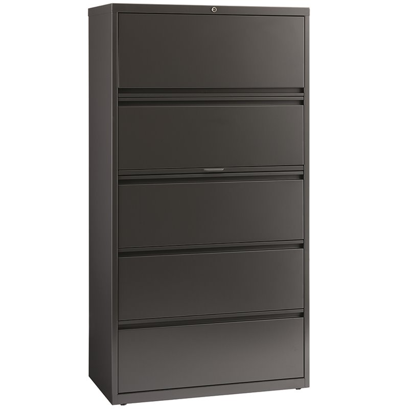 Home Square Set of 2 36-in Wide Metal 5 Drawer Lateral File Cabinet Charcoal