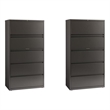Home Square Set of 2 36-in Wide Metal 5 Drawer Lateral File Cabinet Charcoal