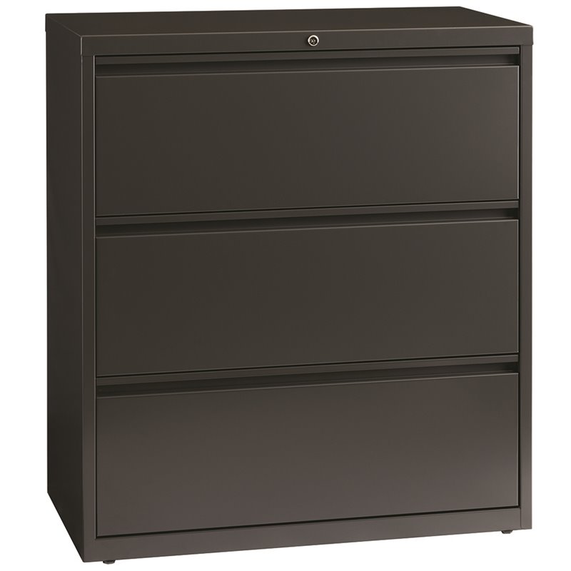 Home Square Set of 2 36-in Wide Metal 3 Drawer Lateral File Cabinet in Charcoal