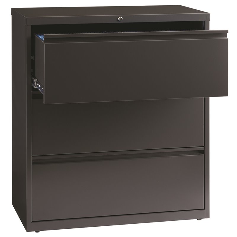 Home Square Set of 2 36-in Wide Metal 3 Drawer Lateral File Cabinet in Charcoal