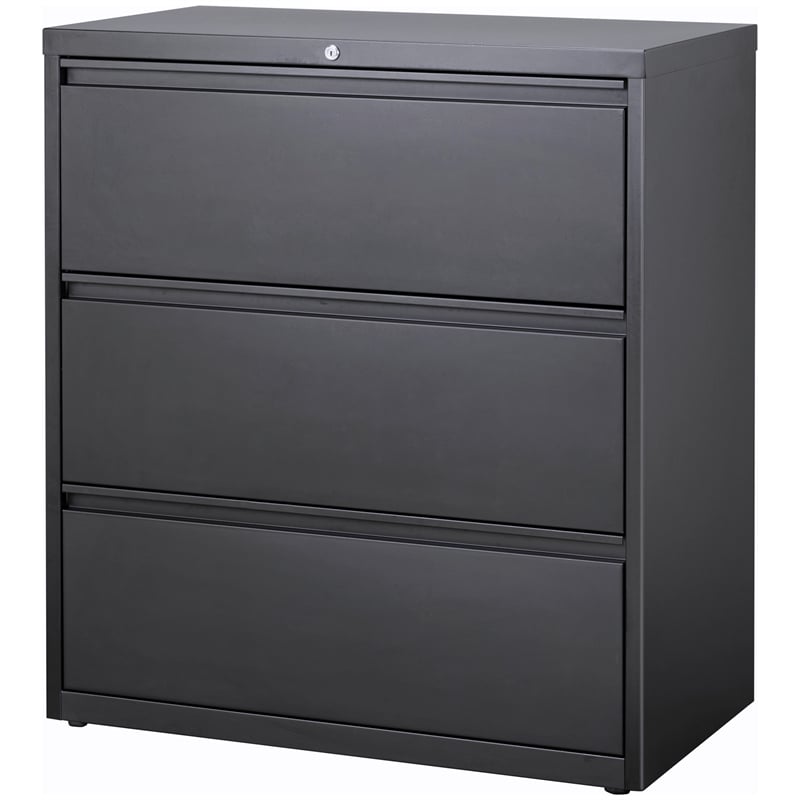 Home Square Set of 2 36-in Wide Metal 3 Drawer Lateral File Cabinet in Charcoal