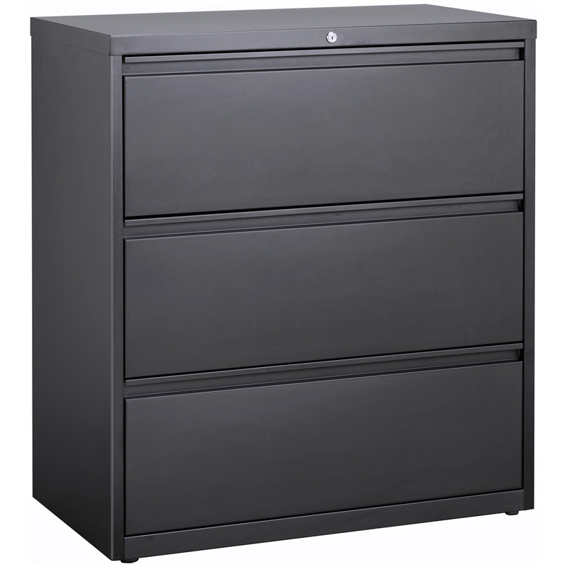 Home Square Set of 2 36-in Wide Metal 3 Drawer Lateral File Cabinet in Charcoal