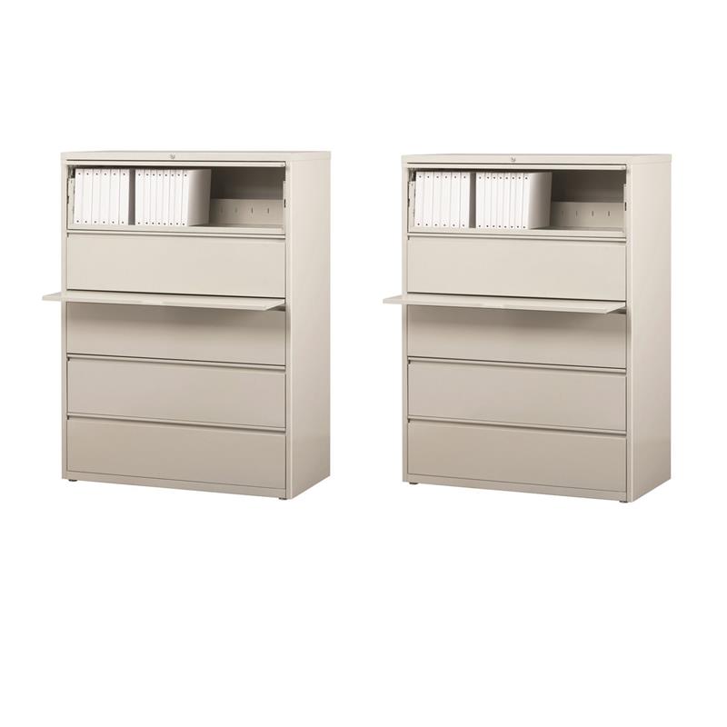 Home Square Set of 2 42-in Wide 5 Drawer Lateral File Cabinet in Light Gray
