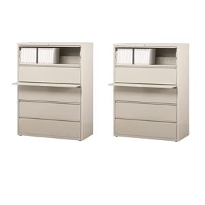 Home Square Set of 2 42-in Wide 5 Drawer Lateral File Cabinet in Light Gray