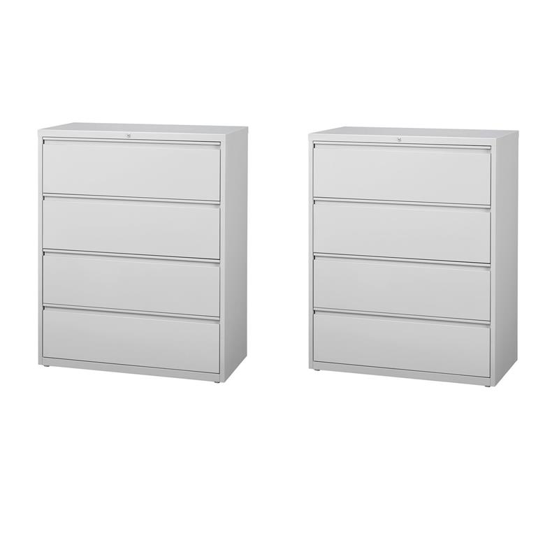 Home Square Set of 2 42-in Wide 4 Drawer Lateral File Cabinet in Light Gray