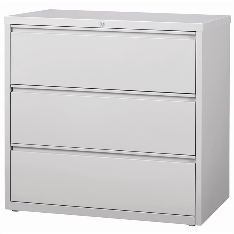 Home Square Set of 2 42-in Wide 3 Drawer Lateral File Cabinet in Light Gray