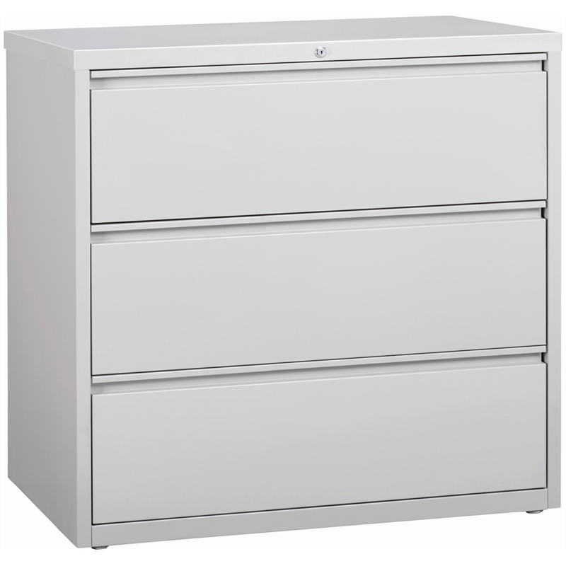 Home Square Set of 2 42-in Wide 3 Drawer Lateral File Cabinet in Light Gray