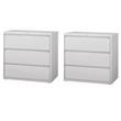 Home Square Set of 2 42-in Wide 3 Drawer Lateral File Cabinet in Light Gray