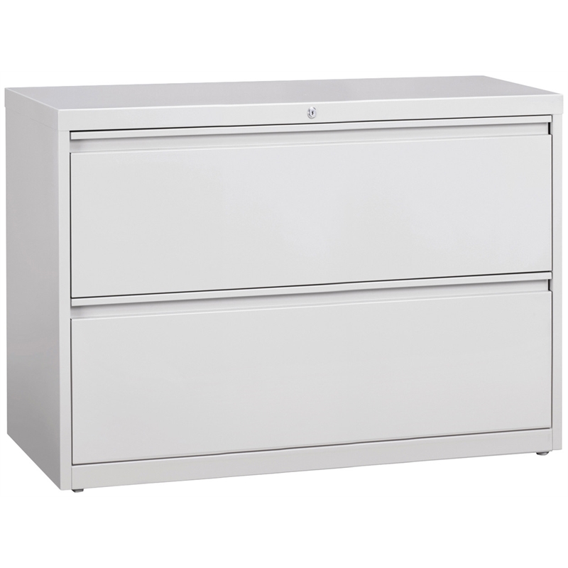 Home Square Set of 2 42-in Wide 2-Drawer Lateral File Cabinet in Light Gray