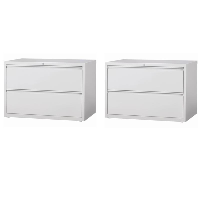Home Square Set of 2 42-in Wide 2-Drawer Lateral File Cabinet in Light Gray