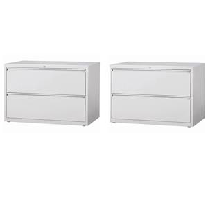 Home Square Set of 2 42-in Wide 2-Drawer Lateral File Cabinet in Light Gray