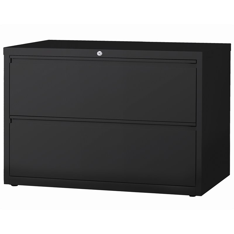 Home Square Set of 2 42-in Wide Metal 2 Drawer Lateral File Cabinet in Black