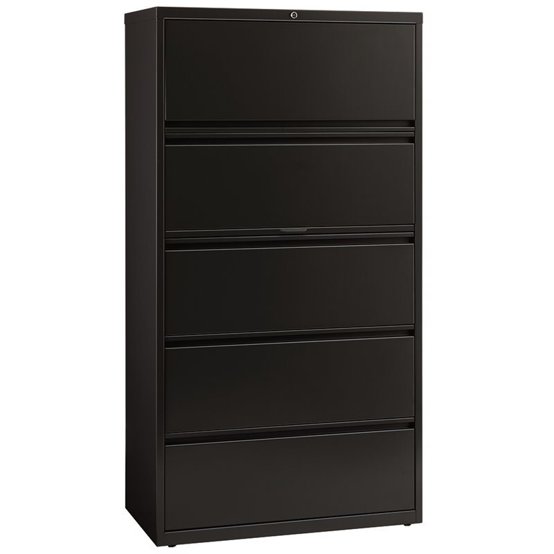 Home Square Set of 2 36-in Wide Metal 5 Drawer Lateral File Cabinet in Black