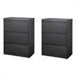 Home Square Set of 2 36-in Wide Metal 3 Drawer Lateral File Cabinet in Black