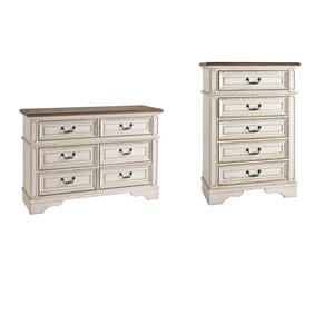 Home Square Set of 2 Engineered Wood 6 Drawer Double Dresser & 5 Drawer Chest