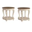 Home Square Set of 2 Round End Tables in Chipped White and Brown