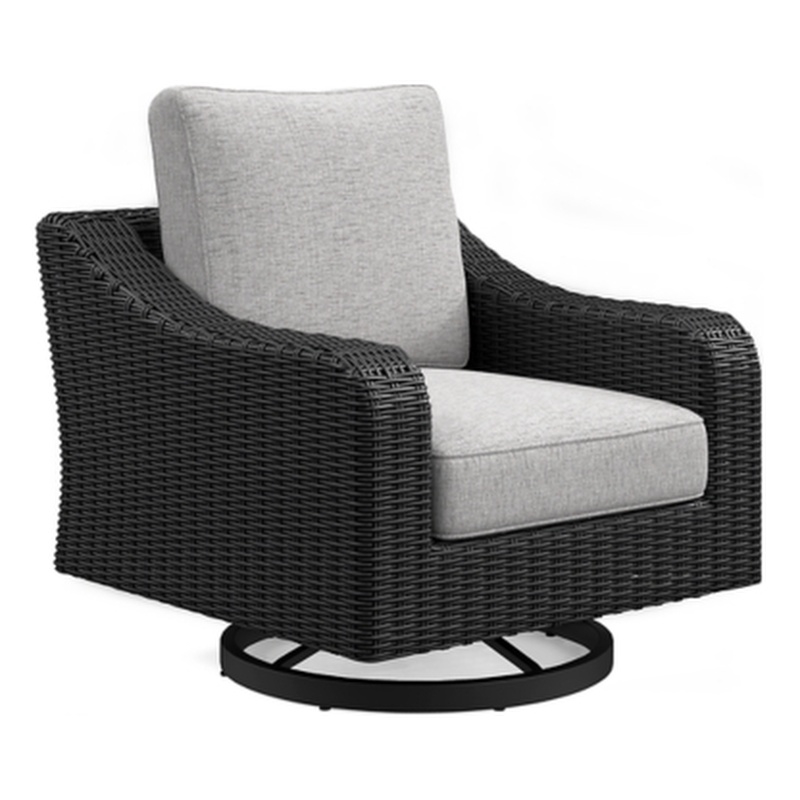 Home Square Set of 2 Black Outdoor Swivel Lounges with Cushion