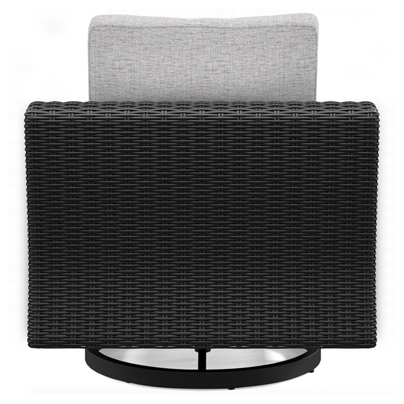 Home Square Set of 2 Black Outdoor Swivel Lounges with Cushion