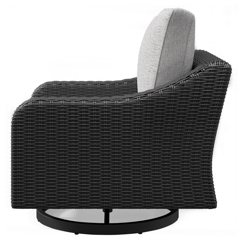 Home Square Set of 2 Black Outdoor Swivel Lounges with Cushion