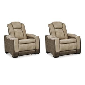 home square set of 2 faux leather power recliners in brown