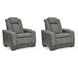 Home Square Set of 2 Faux Leather Power Recliners in Gray
