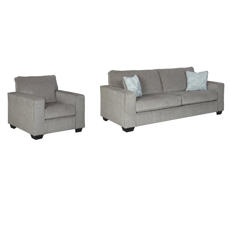 Home Square Set of 2 Sofa and Accent Chair in Alloy