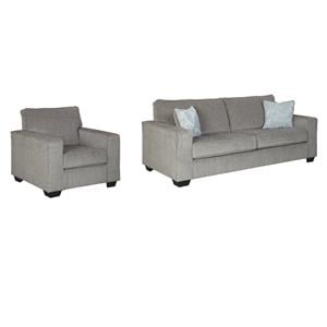 Home Square Set of 2 Sofa and Accent Chair in Alloy