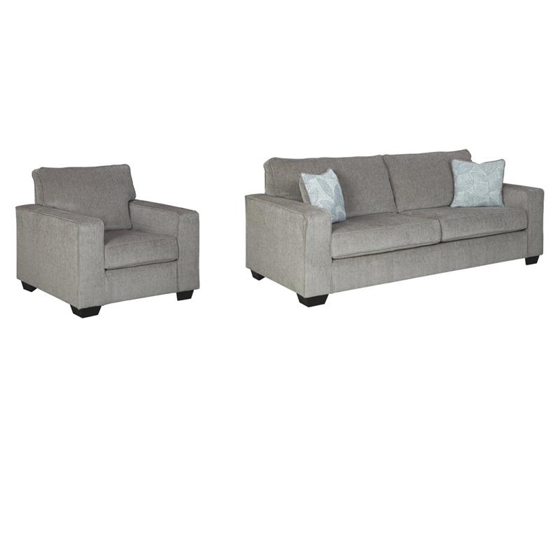 Home Square Set of 2 Queen Sleeper Sofa and Accent Chair in Alloy